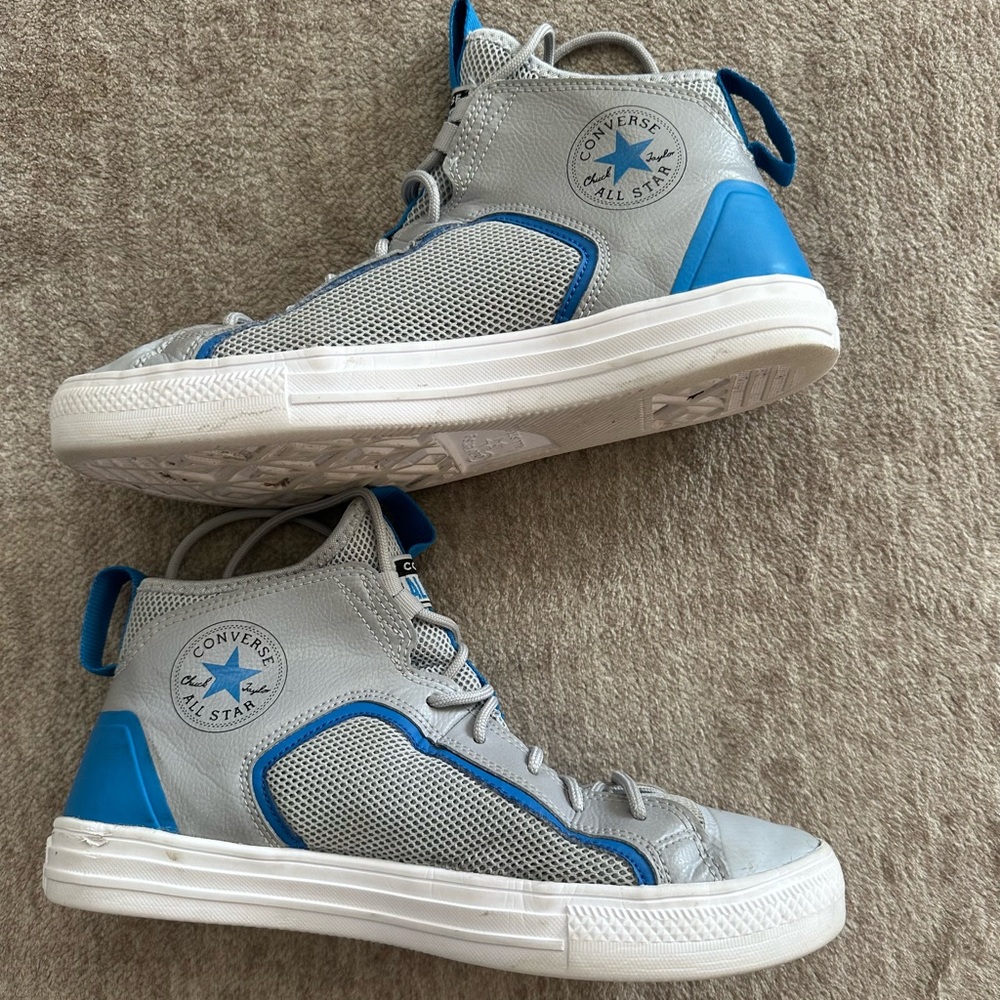 Converse Gray and Blue High-Top Sneakers